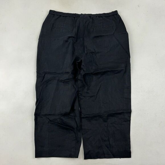 Liz Claiborne Audra 100% Linen Black Straight Leg Capri Pants Sz 12P 12 Petite - Picture 7 of 9